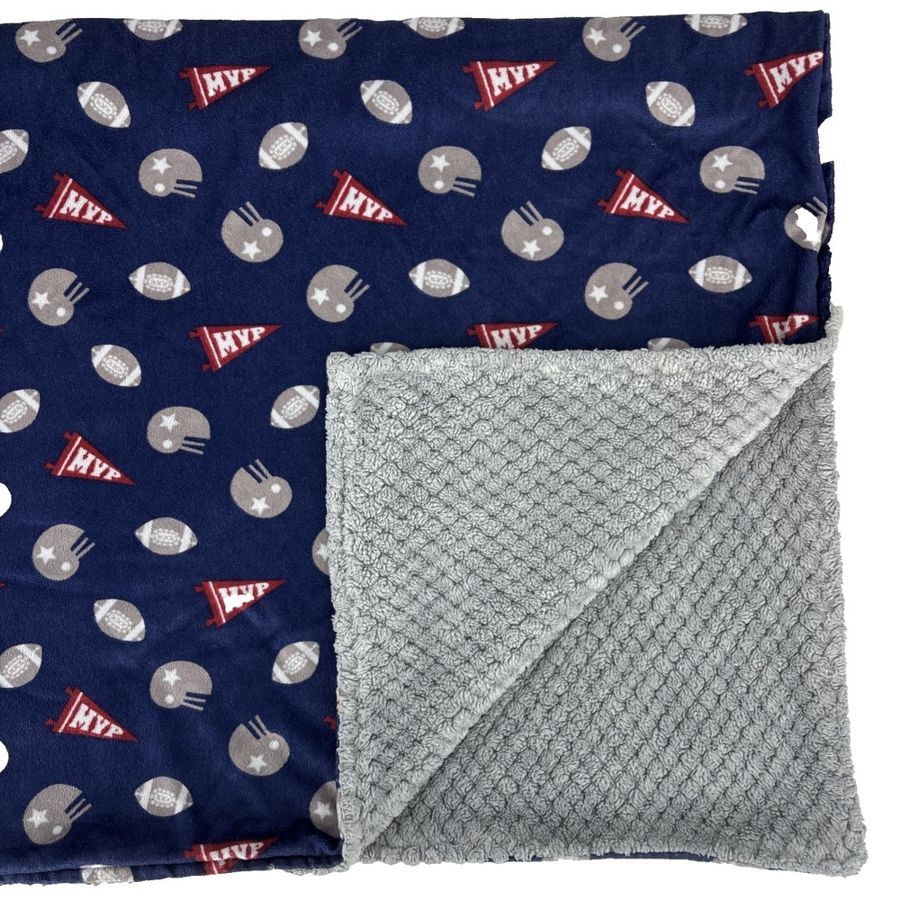 Cribmates Blue Grey Football Helmets 30"×40" MVP Baby Blanket Lovey Sports